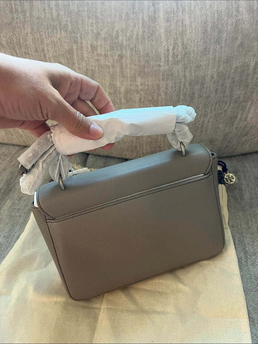NWT TORY BURCH Gray Britten Adjustable Shoulder Bag